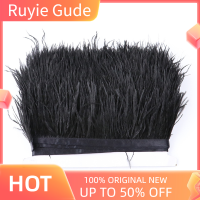 Ruyie ขนนกกระจอกเทศ1เมตรตัดขอบ6-8ซม. ริบบิ้นขนนกสำหรับตกแต่งชุด DIY