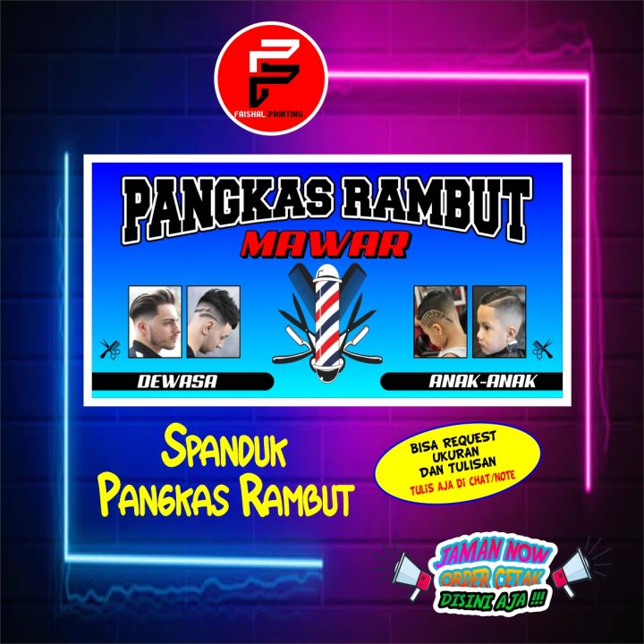 Spanduk Pangkas Rambut Banner Barber Spanduk Potong Rambut Spanduk Salon Spanduk Custom 