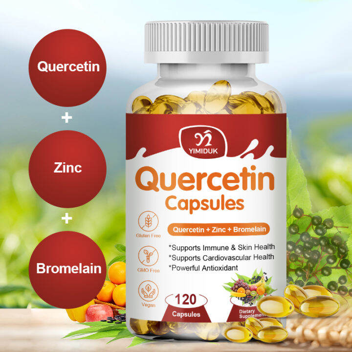 Quercetin Capsules 5In1 With Bromelain Vitamin C & Zinc Increases Antioxidant Balanced Immune