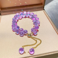 Origin Summer Sweet Fashion Purple Transparent Crystal Beaded celets for Women Fairy Adjustable Round celets Jewelry