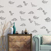 27Pcs Geometric Dinosaur Wall Decal Kids Room Playroom T-Rex Dino Jurassic Park World Animal Wall Sticker Bedroom Vinyl Decor