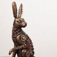 Resin Rabbit Statues Steampunk Metal Animal Figurines Steam Punk Mechanical Ornament Inteiror Home Office Decorations