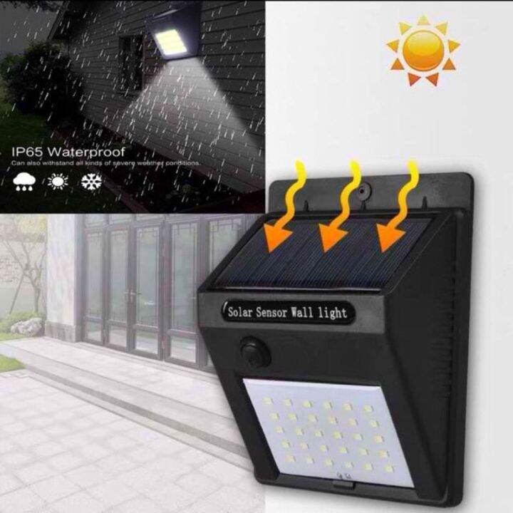 พร้อมส่ง-ไฟโซล่าเซลล์-ไฟโซลาร์-ติดผนัง-solar-powered-led-wall-light-30-led-005