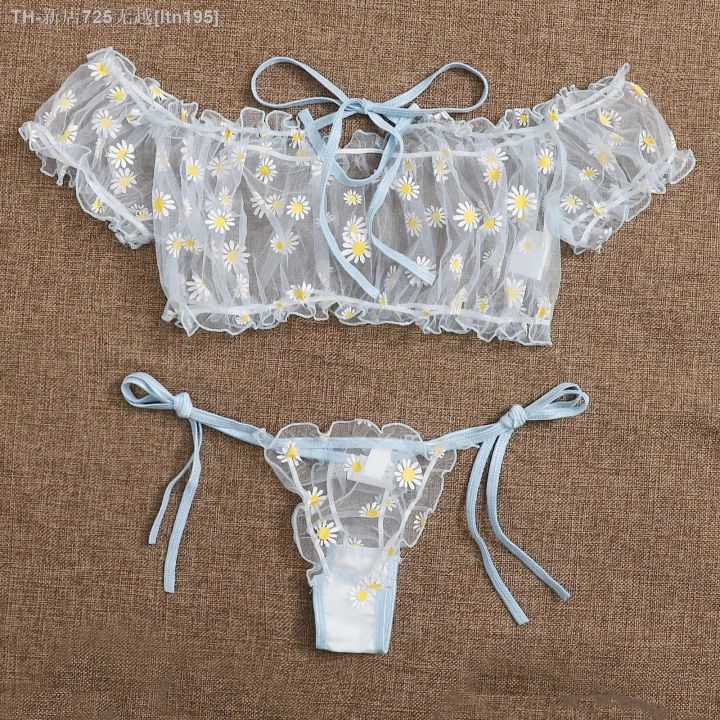 cw-hot-sale-embroidery-strapless-thong-set-sleepwear-sets