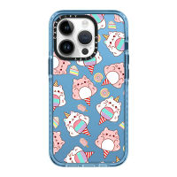 《KIKI》Original glitter CASE.TIFY Cute Phone Case for iphone 14 14plus 14pro 14promax 11 12 13promax High-end shockproof hard case Beautiful Cartoon Ice cream Cat pattern 2023 Official New Design Luxury elegant Style Light blue