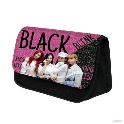 HZ Blackpink large-capacity pencil bag polyester Korean double-layer vertical triangle stationery bag ZH