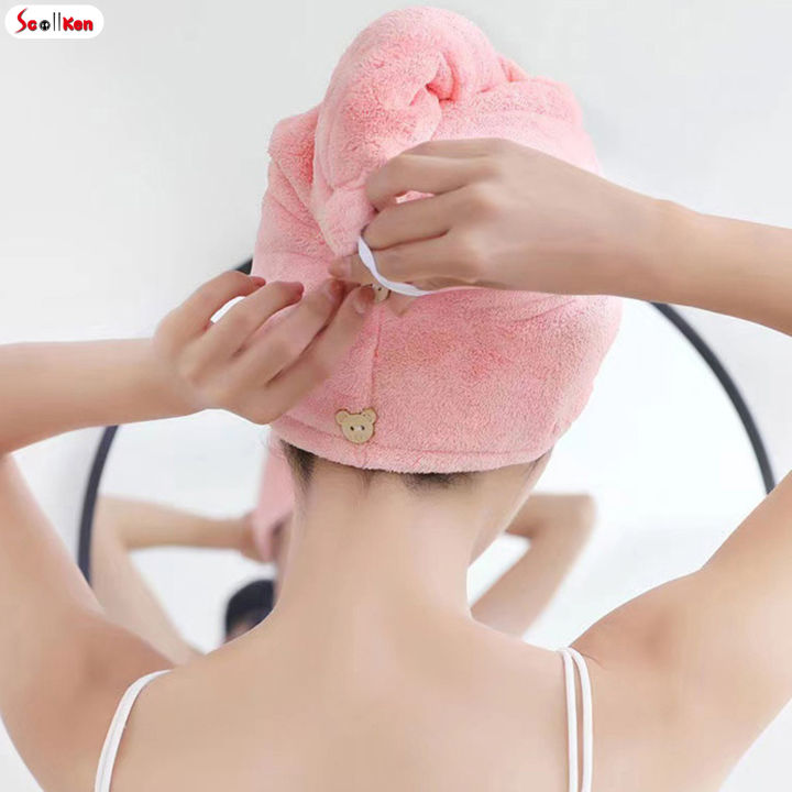 scottk-ผ้าขนหนูอาบน้ำนุ่มสำหรับผู้หญิงหมวกวิกผมสบายและผ้าขนหนูดูดซับน้ำสำหรับผมหยิกยาวและหนา