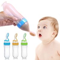 Safe Newborn Baby Feeding Bottle Toddler Sucker Silicone Squeeze Feeding Spoon Milk Bottle Baby Training Feeder Food Supplement Bowl Fork Spoon Sets