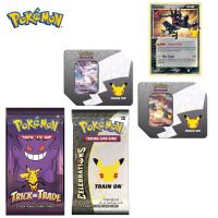 การ์ด Pokemon Gengar ฉลองครบรอบ25Th PTCG ของเรา Pikachu รุ่นแฟลชการ์ดของขวัญฮาโลวีนกล่องป้ายเกมของเล่น