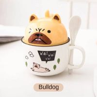 350ml Kawaii Shiba Inu Mug Cute Cartoon Ceramics Mug With Lid and Spoon Coffee Milk Tea Mugs Breakfast Cups Drinkware Gifts