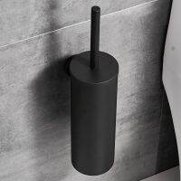 Bathroom Toilet Brush Holder Stainless Steel Wall Mount Cleaning Brush Holder Set Household Accessories Black Brushed Chrome