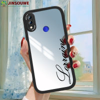 เคสมือถือ Jinsouwe เคส Redminote7pro สำหรับ Xiaomi Redmi Note 7 Pro เด็กผู้หญิง,เคสกระจกคลุมเต็มปกหนังตัวอักษรแฟชั่นแบบบางเฉียบ