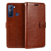 （ใหม่）เคสสำหรับ Tecno Pop 5 LTE Wallet Premium PU Leather Magnetic Flip Case Cover พร้อมที่ใส่การ์ดและ Kickstand สำหรับ Tecno Pop 5 Pro