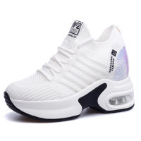 Chunky Sneakers Women Running Shoes 9cm Wedge Platform Sneakers Ladies Trainers White Glitter Outdoor Sport Shoes Female