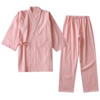 100 Cotton Pajamas Loose Bathrobes Kimono Pijama Mujer Three Quarter Sleepwear Thin Men and Women Couple Sleepwear 4 Colors