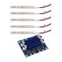 5Pcs 10Cm Blue 5050 Led Strip Lights Dc 12V &amp; 1Pcs DC8-26V 30W X 2 XH-A232 Class D Digital Audio Power Amplifier Board