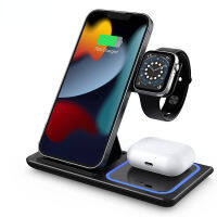 3 In 1 Wireless Charger Stand สำหรับ Apple Watch Airpods Pro พับได้15W Fast Charge สำหรับ Apple 13 12 Pro Max Samsung Galaxy S21