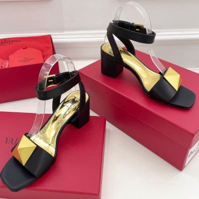 valen rivet high heels vt female upscale  new square head willow nail toe buckle with thick sandals.