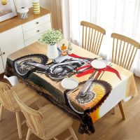 Corinada Off-road Motorcycle Tablecloth Extreme Sports Challenge Theme Decor for Rectangular Kitchen Dining Room Decorations