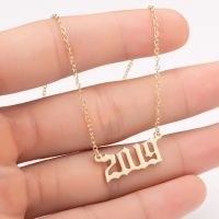 Personality Year of Birth Number 1970 2021 Stainless Steel Pendant Necklace Student Couple Birthday Gift Name Necklace Kawaii