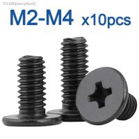 ✵ 10pcs/lot CM M1.6 M2 M2.5 M3 M4 Black Carbon Steel Cross Phillips Ultra Thin Flat Wafer Head Screw Bolt Laptop