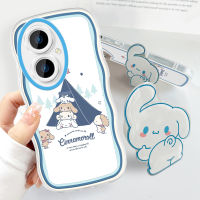 เคส GGK สำหรับ Vivo Y27 Y27 5กรัมพร้อมที่ยึดฟรีนิ่มแฟชั่นเคสโทรศัพท์หยัก Cinnamoroll การ์ตูนกันกระแทกเคสโทรศัพท์มือถือป้องกันกล้องคลุมทั้งหมด