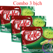 Combo 3 gói bánh xốp phủ socola Kitkat Trà Xanh 2F 8 thanh bịch 136g