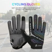 hotx【DT】 Mens 1  Reflective Cycling Gloves Touchscreen Men MTB Breathable Mittens