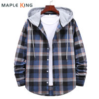 Mens Plaid Hooded Checked Flannel Shirt 2022 Casual Loose Long Sleeve Blouse Tops Men Chemise Homme Social Shirt Jacket Clothes