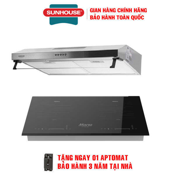 Combo Bếp điện từ đôi Sunhouse mama MMB-88HL + Máy hút mùi Sunhouse SHB6118i