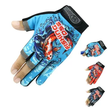 3 Fingers Cut Fishing Gloves Anti-Slip Sunscreen Angling Gloves (White)