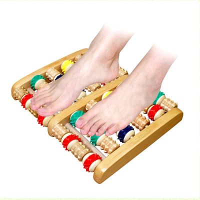 ✇ 3-6 Row Wooden Foot Shiatsu Roller Foot Care Massager Massager Roller Heath Therapy Acupressure Relax Massage Pain Stress Relief