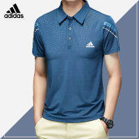 Adidaseˉ เสื้อโปโลมีปกแนวธุรกิจสำหรับผู้ชาย,เสื้อยืดเอวสูงลำลองผ้าไหมน้ำแข็งสำหรับฤดูร้อน M-3XL