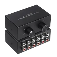 สวิตช์เสียงสเตอริโอสองทาง RCA ผู้จัดจำหน่าย HUB 2 In 4 Out Signal Selector Switcher R/l Volume RCA สำหรับเครื่องขยายเสียง Board