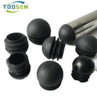 Plastic Round Head Ball Plugs Domed Blanking End Caps With Threaded Tube Pipe Inserts Plug Chair Table Hole Cover 13~76mm Pipe Fittings Accessories