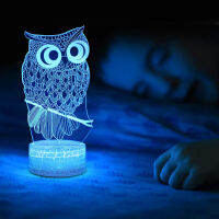 3D LED Acrylic Lamps Owl Model Touch Remote Control Bedside Table Light Ornament for Home Kids Room Decoration