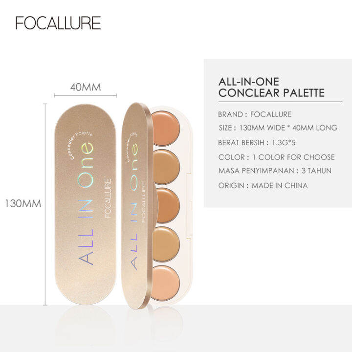 focallure-5-in-1-multi-use-face-concealer-palette-ปกปิดสูงน้ำหนักเบา-lasting-waterproof-foundation-cream-แต่งหน้า-cosmetics