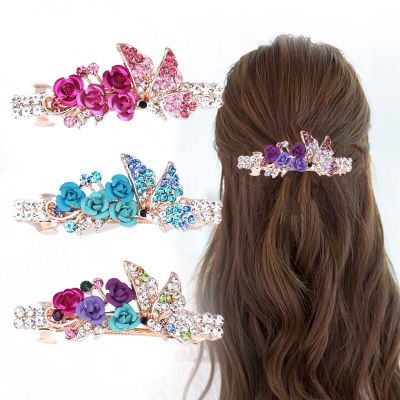 Korean fashion new rhinestone hairpin exquisite one-word clip girls hair accessories