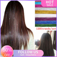 【Flash Sale】120 Strands Hair Tinsel Bling Silk Hair Flare Strands Glitter Rainbow Hair Decor