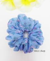 NK21 โดนัทรัดผม หนังยางรัดผม ที่มัดผมผ้าซีฟอง สีฟ้าอ่อน  Chiffon Scrunchies,ฺScrunchy,Hair accessories,Elastic hair tie