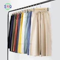 CODadoqkxDGE S Q Women High Quality Palazo Pants Casual Long Pants Linen and Cotton High Waist Loose Seluar Wide Leg Trousers