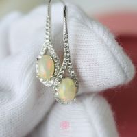 Natural Opal Earrings Sterling Silver 925 Gift for her , Birthday Gift , Birthstone , Drop Earrings