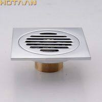 . High Quality Chrome Plated Solid Brass Made Bathroom Accessory Square Floor Drain Waste Grate 100mm*100mm YT-2107  by Hs2023