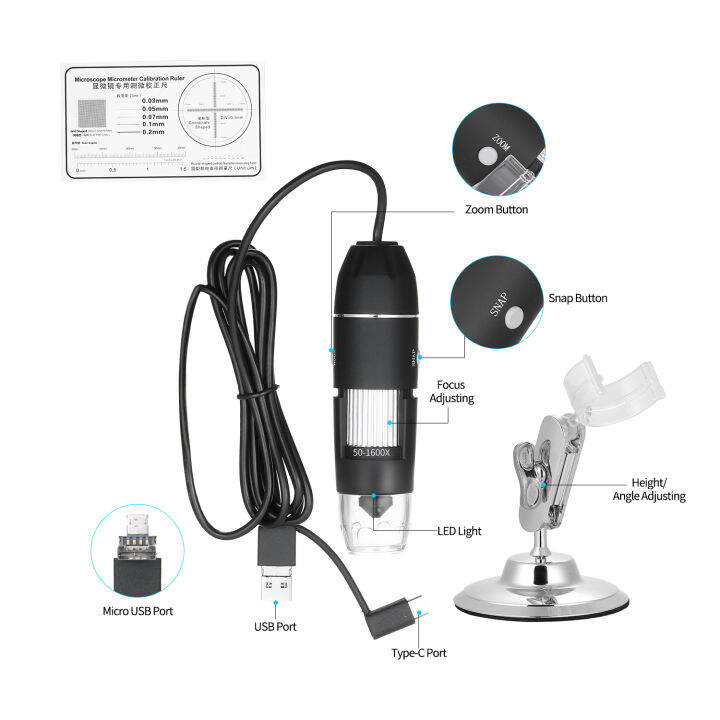 kkmoon-1600xการขยายusbดิจิตอลกล้องจุลทรรศน์แบบขยายแว่นขยายฟังก์ชั่นotg-8-ไฟledแว่นขยายพร้อมขาตั้ง