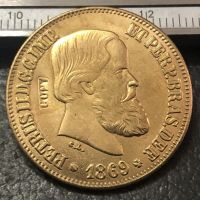 1869ขายร้อนบราซิล20 Reis-Pedro II Bronze Copy