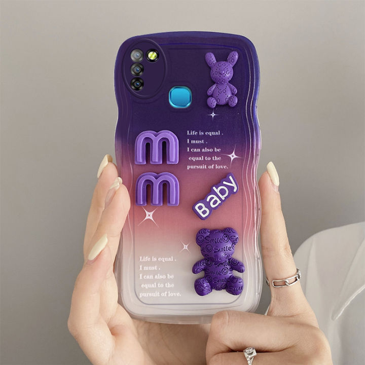 andyh-phone-case-for-infinix-hot-10-play-hot-11-play-smart-5-2021-x688-x688b-x688c-case-3d-letters-bear-cute-cartoon-design-camera-protection-premium-gradient-soft-silicone-shockproof-casing-protectiv