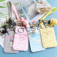 【hot sale】 ♕♀ B11 New Cartoon Kuromi ID Credit Bank Card Holder Students Bus Card Case Lanyard Removable Identity Badge Cards Cover