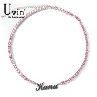 ∏▧  Uwin Name Necklace Custom Letters With 5mm CZ Tennis  Chain HipHop Jewelry