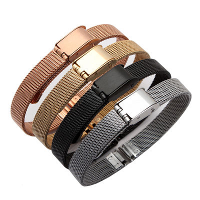 Small Milan Mesh Stainless Steel 8mm 10mm 12mm Watchband For Fossil Child Grils Bracelet Straps Silver Gold Rosegold Black
