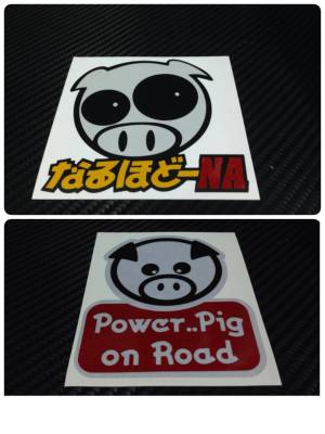 สติ๊กเกอร์ตัดคอม สะท้อนแสง 3M รูป หมู Pig on Road มีหมูบนรถ หัวหมู ภาษาญี่ปุ่น なるほど sticker ติดรถ แต่งรถ สติกเกอร์ สติกเกอ I see ถูกต้อง agree น่ารัก ดี